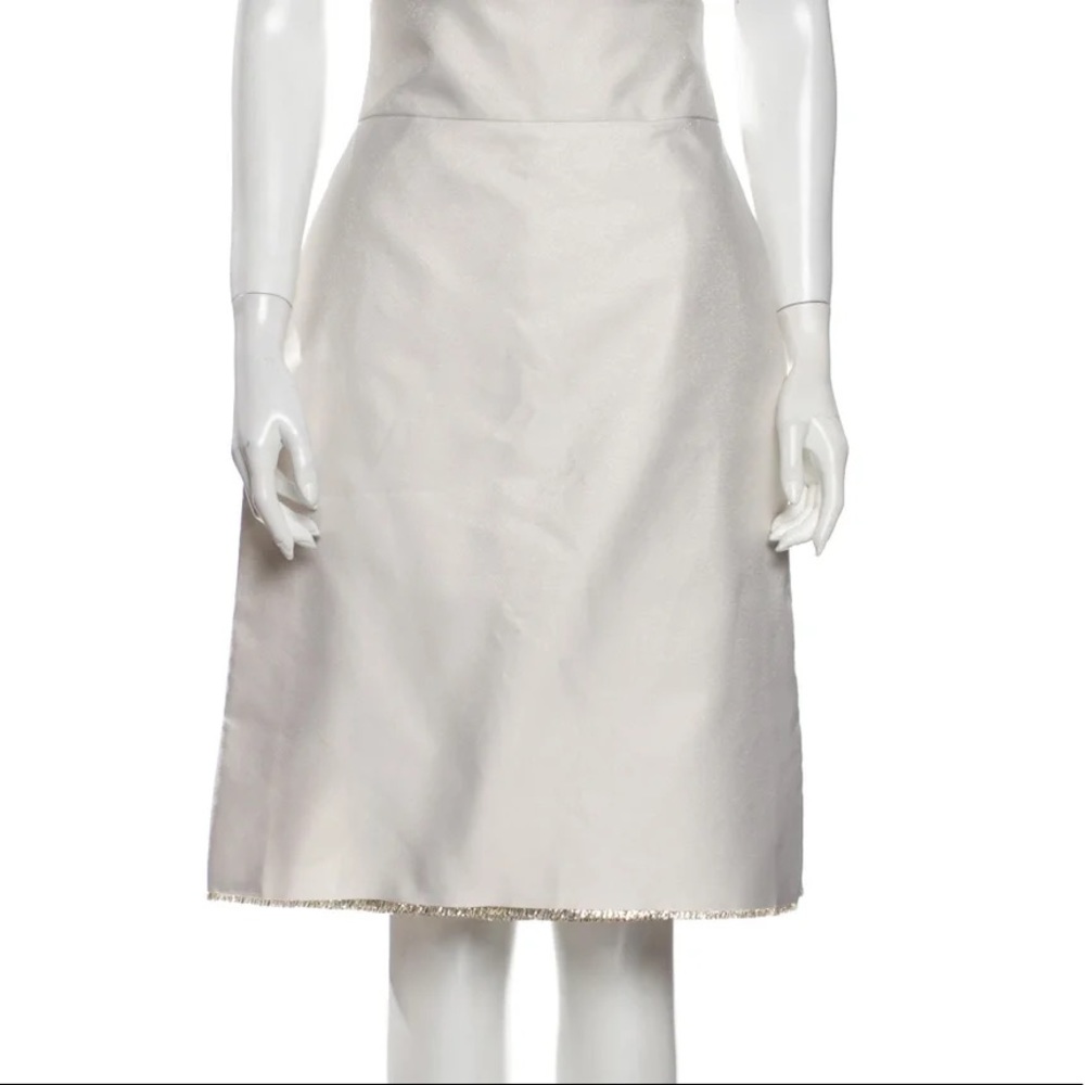 Thakoon Raw-Edge Trim layered Knee-Length Skirt high waisted gold metallic